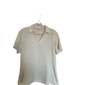 Lady Hagen v neck, cream polo top size large